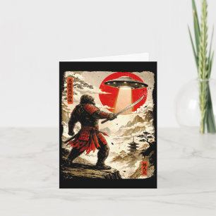 Cartão Bigfoot samurai ufo ukiyo-e arte japonês vintage
