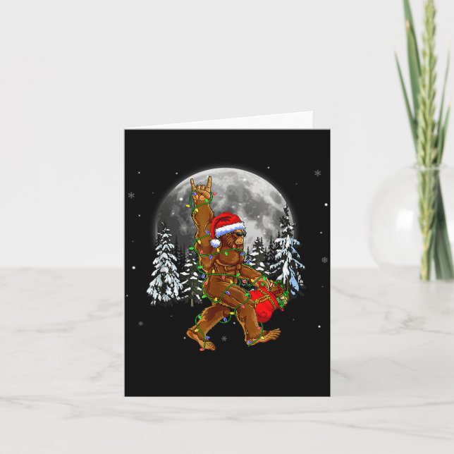 Cartão Bigfoot Santa Christmas Tree Lights Funny Xmas Sas (Frente)