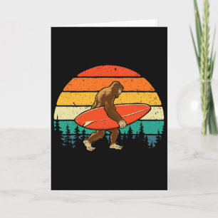 Cartão Bigfoot Surfista - Prancha de Surf Retro Surfando