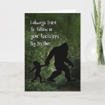 Cartão Bigfoot with Child Birthday for Brother<br><div class="desc">This touching birthday card for your big brother features Bigfoot holding a child's hand while walking through the forest. A great choice for any man who likes Sasquatch,  Yeti and Bigfoot.</div>