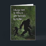 Cartão Bigfoot with Child Birthday for Brother<br><div class="desc">This touching birthday card for your big brother features Bigfoot holding a child's hand while walking through the forest. A great choice for any man who likes Sasquatch,  Yeti and Bigfoot.</div>