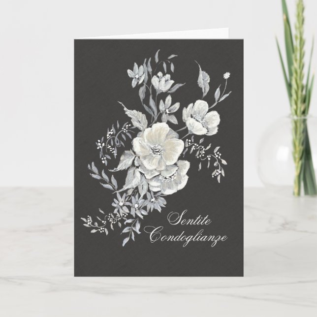 Cartão Biglietto di Condoglianze con Anemoni Bianchi (Frente)