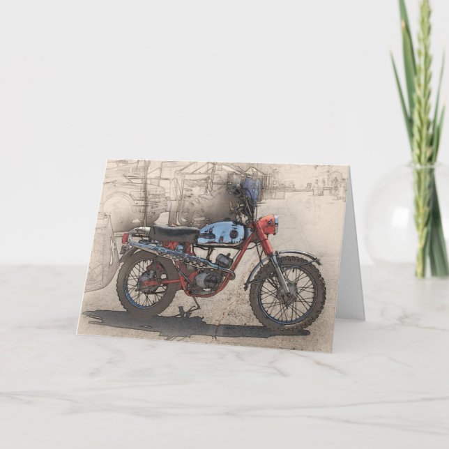 Cartão Biker Birthday Card Vintage (Frente)