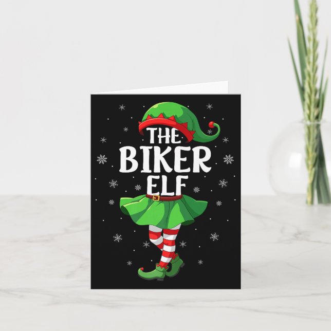 Cartão Biker Elf Christmas Girls Women Elf Squad Xmas Fam (Frente)