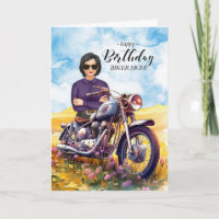 Biker Mãe Motorcycle Wildflower Birthday