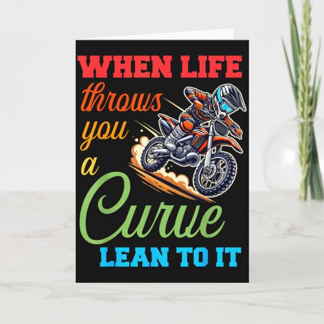 Cartão Biker Motorcycle Lover When Life Throws You A Curv (Frente)