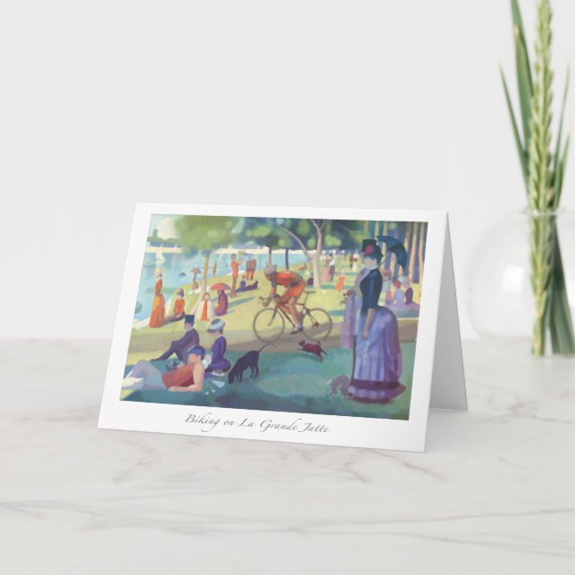 Cartão Biking on La Grande Jatte greeting card (Frente)