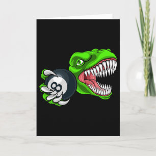 Cartão Bilhar Engraçado T-rex Arte Bilhar Jogando Sinuca 