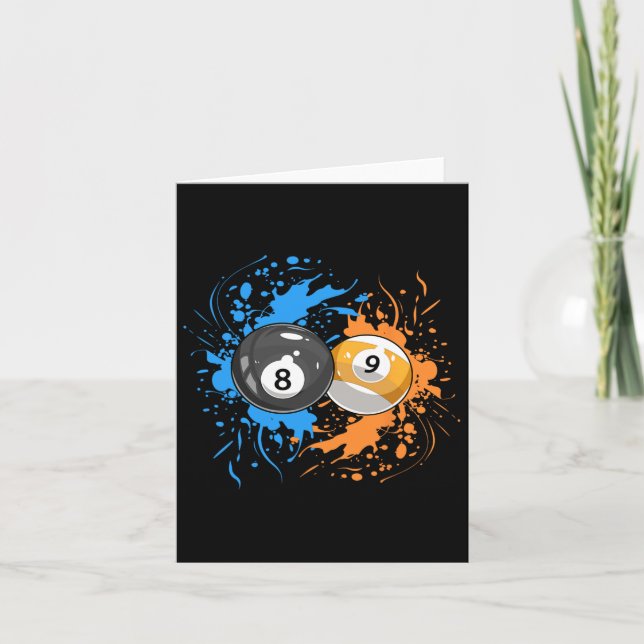 Cartão Bilhar legal Para Jogador De 8 Ll E 9 Todos (Frente)