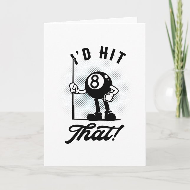 Cartão Biliardes com Piscina de Cartoon Engraçado de 8 bo (Frente)