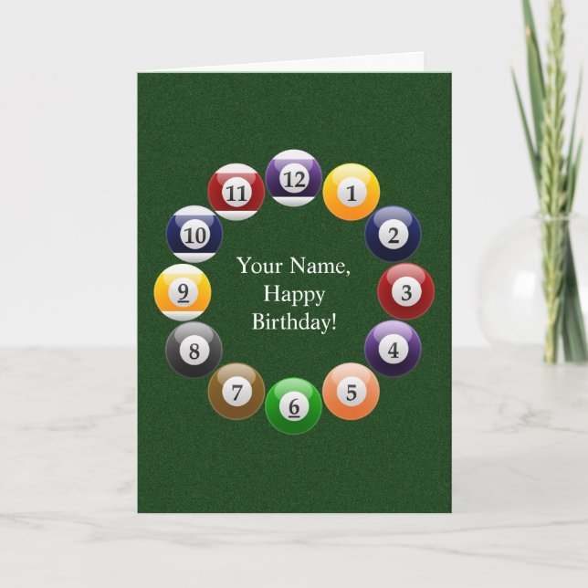 Cartão Billiard Balls Brilhante Piscina Colorida Esnooker (Frente)