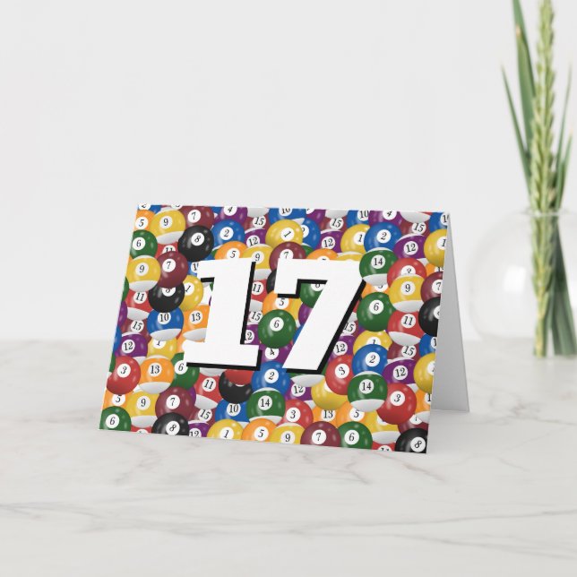 Cartão Billiard Balls para o 17º aniversário (Frente)
