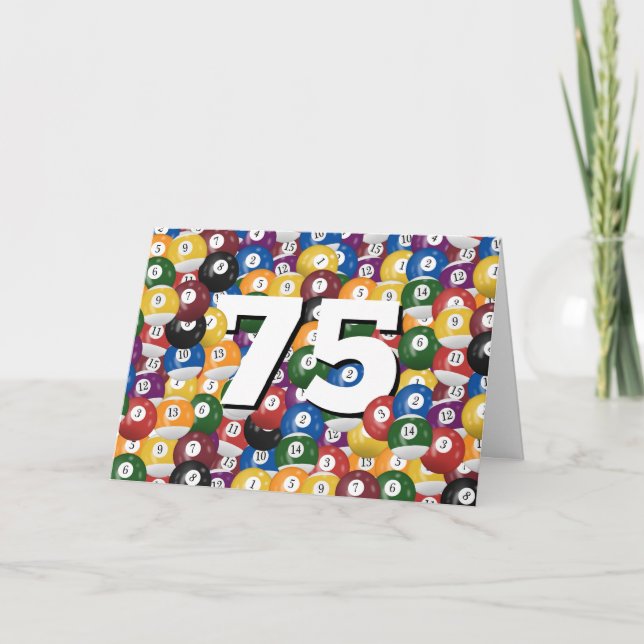 Cartão Billiard Balls para o 75º aniversário (Frente)
