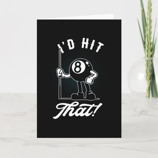 Cartão Billiard Cue Sports Funny 8-Ball Cartoon Pool (Frente)