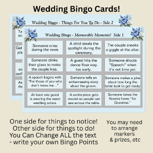Cartão BINGO de casamento! Blue Peony Set