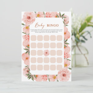 Cartão BINGO de Chuveiro de Bebê Flor de Pêssego P