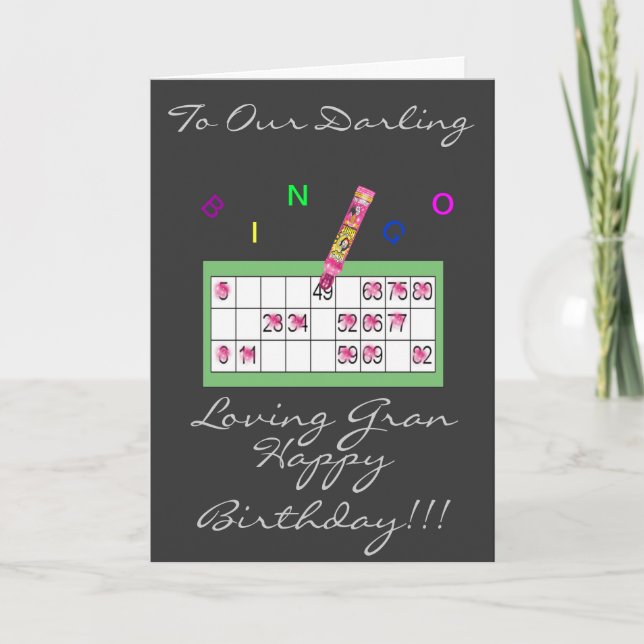 CARTÃO BINGO GRAN HAPPY BIRTHDAY CARD (Frente)