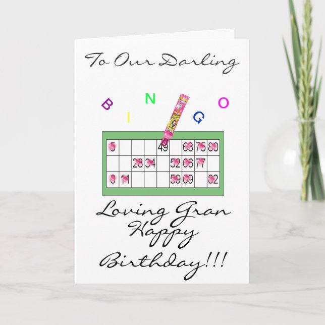 CARTÃO BINGO GRAN HAPPY BIRTHDAY CARD (Frente)