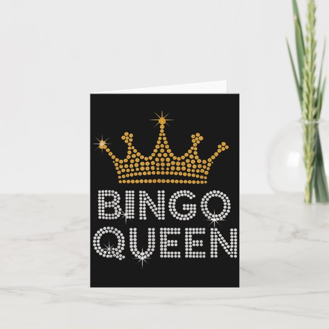 Cartão Bingo Queen Bingo Player Game Party Funny Women Gi (Frente)