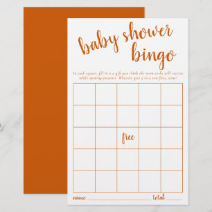 Cartão Bingo Simples Fall Orange Chá de fraldas