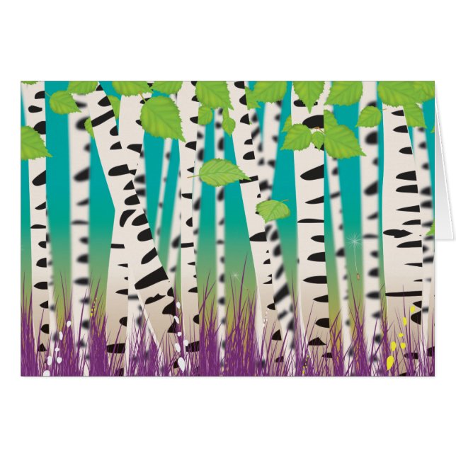 Cartão Birch Tree Woodland (Frente Horizontal)