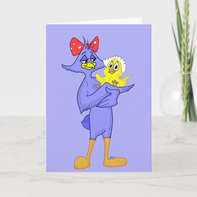 Cartão Bird Mother and Baby Greeting Card (Frente)
