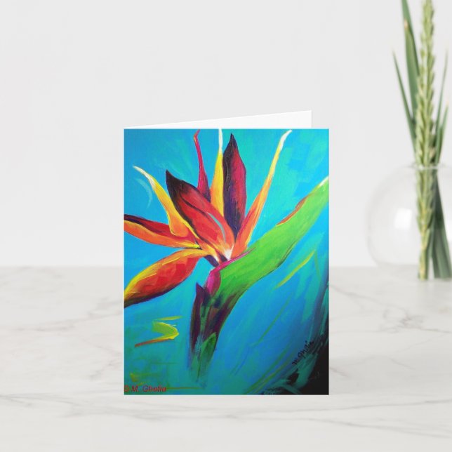 Cartão Bird of Paradise On Fire Notecard (Frente)