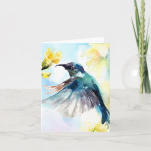 Cartão Bird watercolor blank note card.