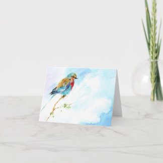 Cartão Bird watercolor blank note card.