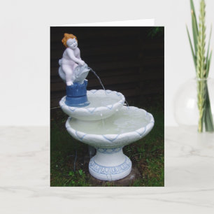 Cartão "Birdbath Fountain Flowing Water #1" Birthday Card