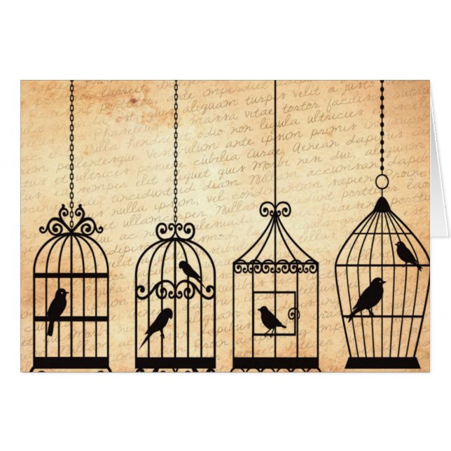Cartão Birdcage Silhouettes (Frente Horizontal)