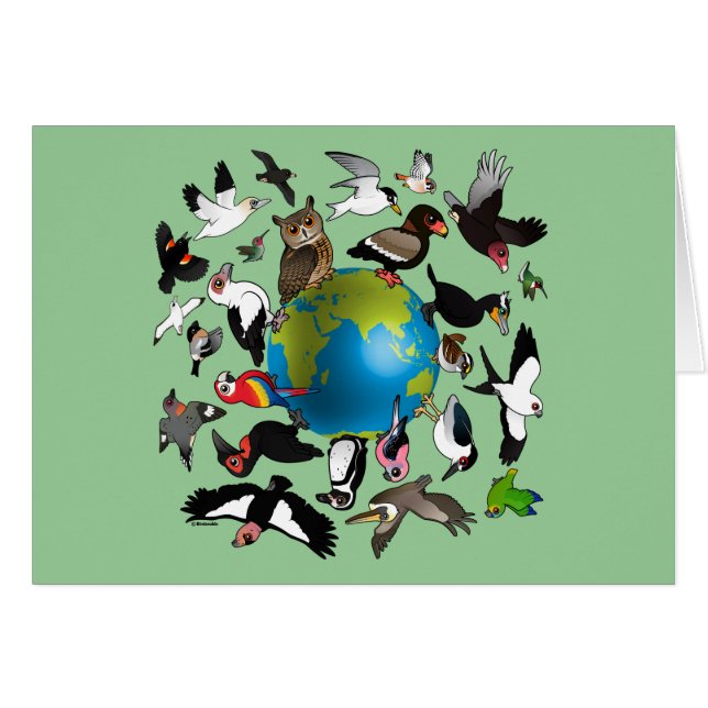 Cartão Birdorables em todo o mundo (Frente Horizontal)