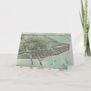 Cartão Bird's Eye View Map of Corpus Christi Texas 1887