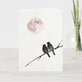 Cartão Birds Under Blush Moon Art Card
