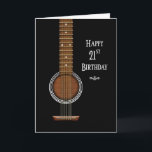 Cartão Birthday, 21st, Black Acoustic Guitar<br><div class="desc">See the same image for ages 18th,  21st,  30th,  40th,  and 50th.</div>