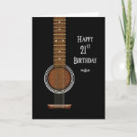 Cartão Birthday, 21st, Black Acoustic Guitar<br><div class="desc">See the same image for ages 18th,  21st,  30th,  40th,  and 50th.</div>