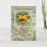 Cartão Birthday, 70th, Tulip and Butterfly, Religious<br><div class="desc">The yellow and red tulip and monarch butterfly provide a soft dreamy look to this birthday greeting card.  Customize the inside verse to suit your own needs.</div>