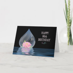 CARTÃO BIRTHDAY - 80TH - LOTUS IN WATERDROP