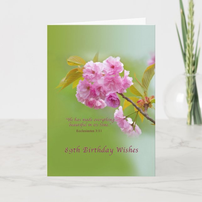 Cartão Birthday, 89th, Cherry Blossoms, Religious Card (Frente)