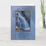 Cartão Birthday, 90th, Religious, Mountain Waterfall<br><div class="desc">This digital painting in shades of blue is based on photographs of a waterfall near Sparrow Lake in Canada. It makes a wonderful religious 90th birthday card.   You can customize by changing the inside verse to anything you want.</div>