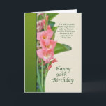 Cartão Birthday, 90th, with Pink Gladiolus<br><div class="desc">The lovely gladiolus on this birthday card will brighten the day of someone very special.</div>