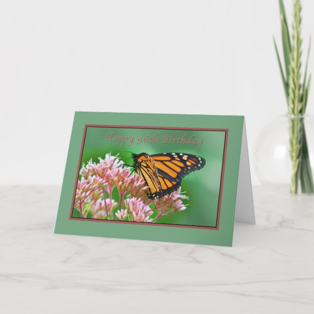 Cartão Birthday, 96th, Monarch Butterfly Card (Frente)