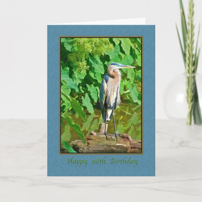 Cartão Birthday, 98th, Great Blue Heron (Frente)