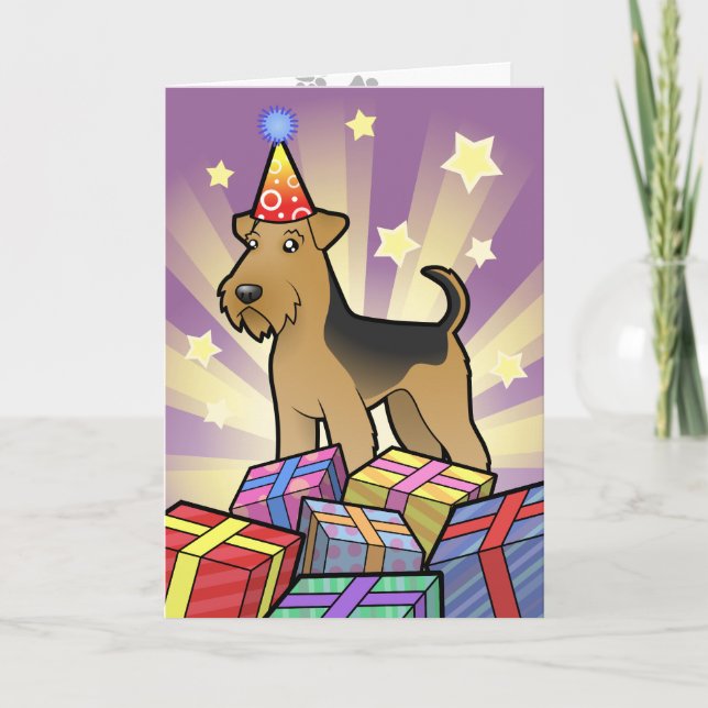 Cartão Birthday Airedale Terrier / Welsh Terrier (Frente)