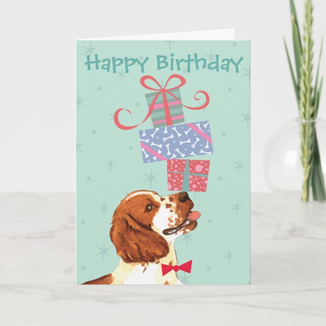 Cartão Birthday apresenta Welsh Springer Spaniel (Frente)