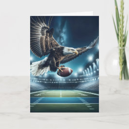 Cartão Birthday Bald Eagle com futebol