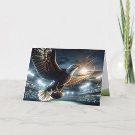 Cartão Birthday Bald Eagle com futebol