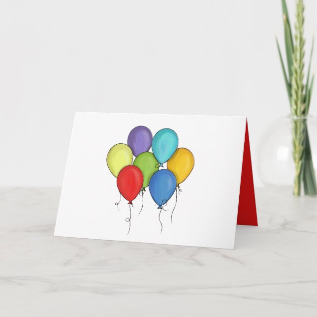 Cartão Birthday Balloon Watercolor Personificado Brincade (Frente)
