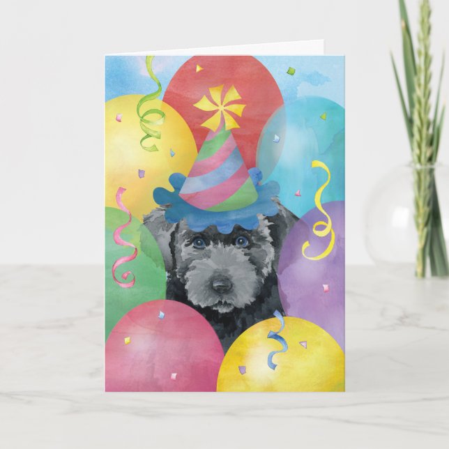 Cartão Birthday Balloons Bouvier des Flandres Card (Frente)