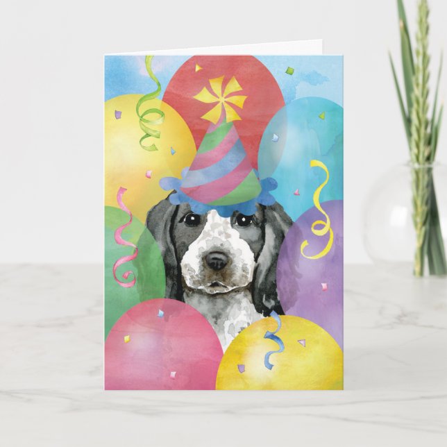 Cartão Birthday Balloons English Cocker Spaniel Card (Frente)